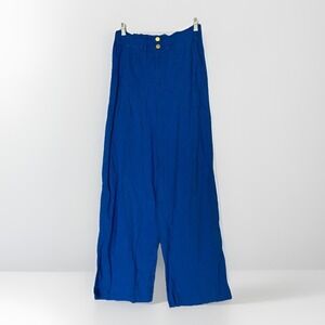 INC International Concepts Blue Wide Leg Pants Women M Paperbag Resort Boho